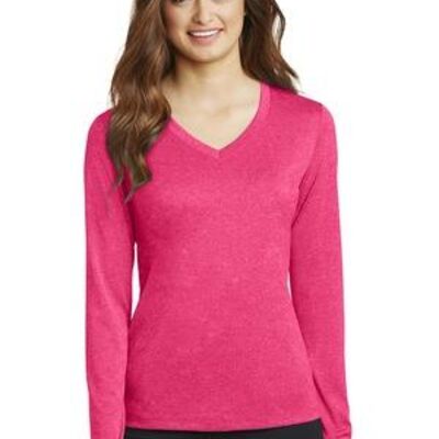 Ladies Long Sleeve Heather Contender  V Neck Tee Thumbnail
