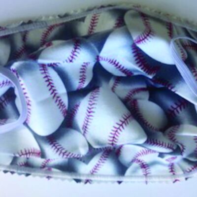 YOUTH FACEMASK - NON-MEDICAL HOMEMADE MASK - BASEBALLS Thumbnail