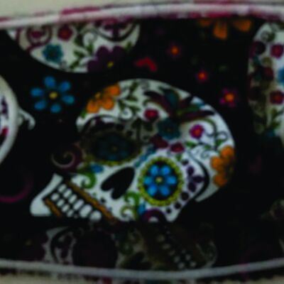 FACEMASK - NON-MEDICAL HOMEMADE MASK -2-PLY CLOTH - WASHABLE- SUGAR SKULLS Thumbnail
