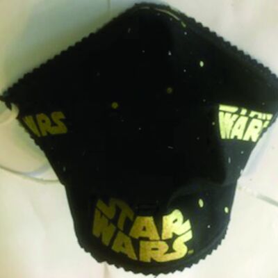 FACEMASK - NON-MEDICAL HOMEMADE MASK -2-PLY CLOTH - WASHABLE- STAR WARS GOLD LETTERS Thumbnail