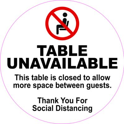 Decal - Table Unavailable  Thumbnail
