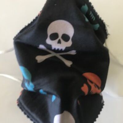 FACEMASK - NON-MEDICAL HOMEMADE MASK -2-PLY CLOTH - WASHABLE - SKULLS AND CROSSBONES Thumbnail